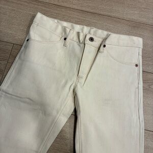 NEW Cone Denim White Cream Speckled Button Fly Straight Leg Jean Women’s Size 32